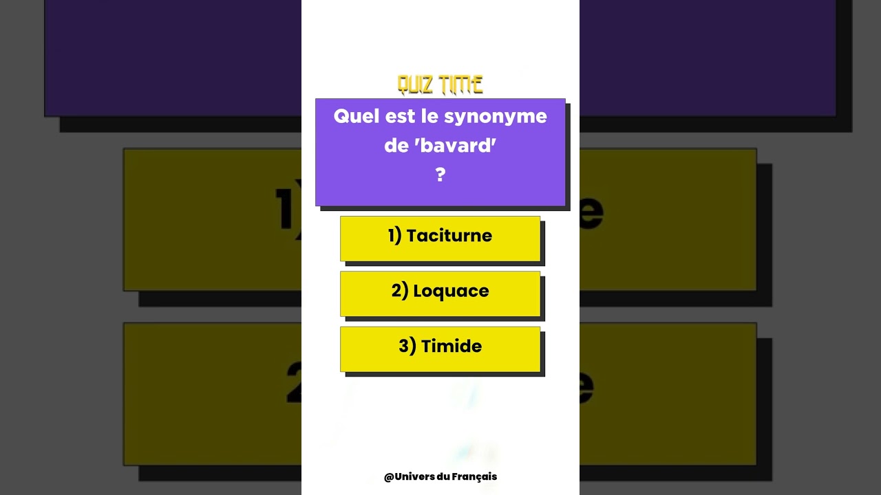 Quiz De Vocabulaire Français : Les Synonymes #quiz #education