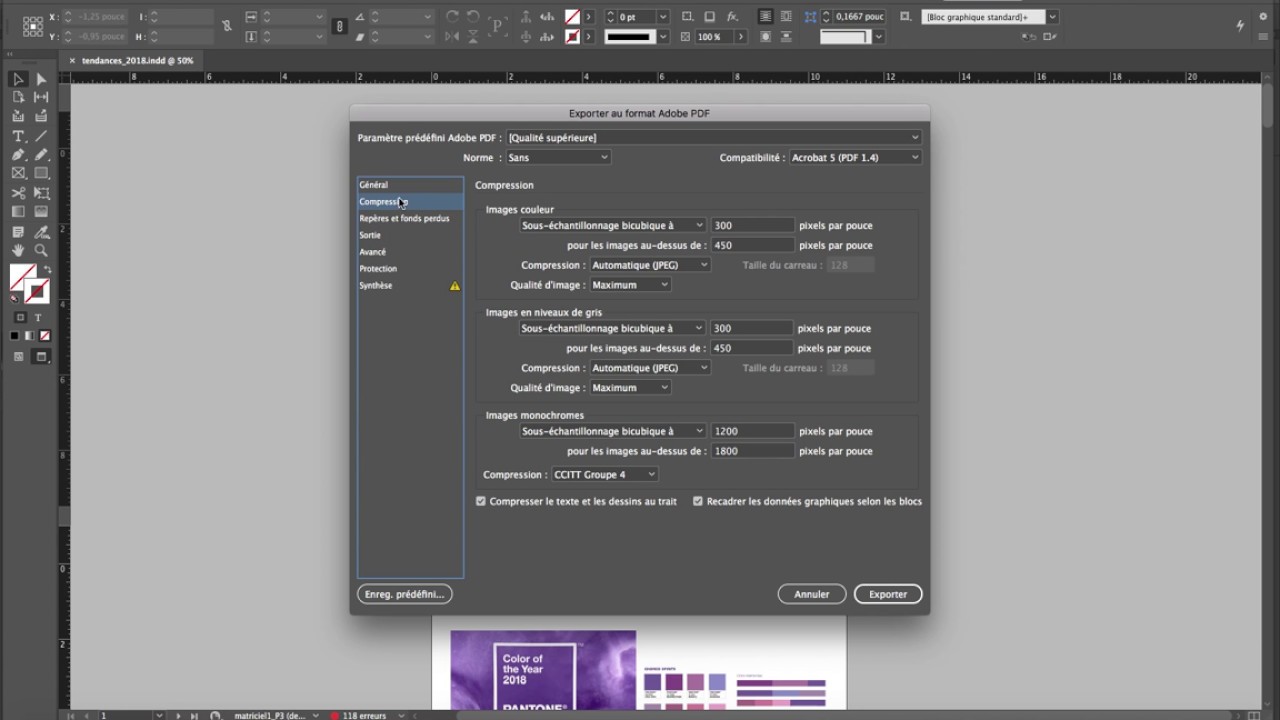InDesign pour l'impression: formats de fichiers d'enregistrement